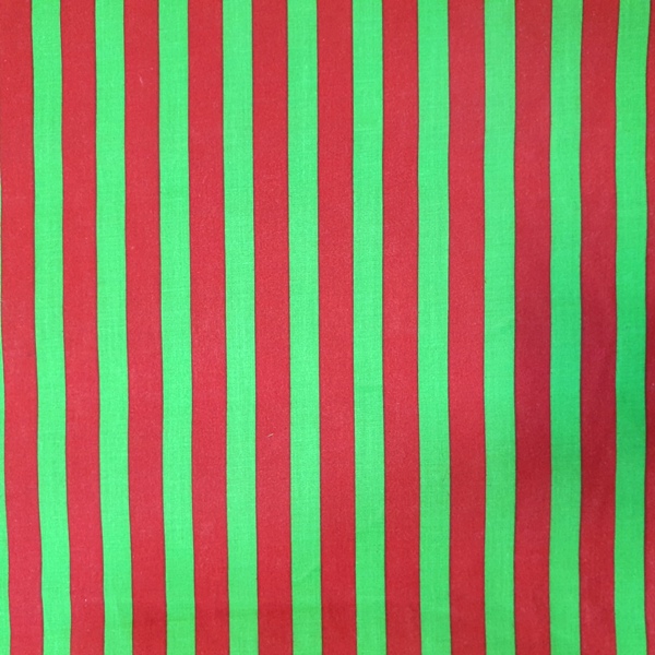 Polycotton Stripes RED & GREEN